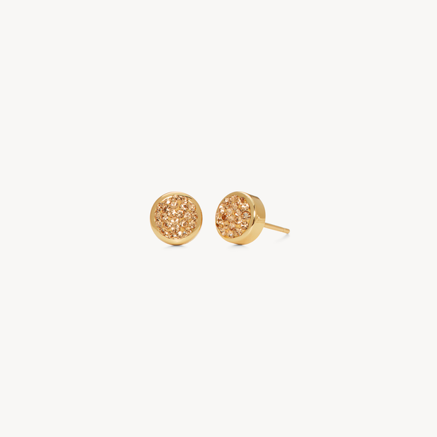 Sparkle Bezel Stud Earrings Gold