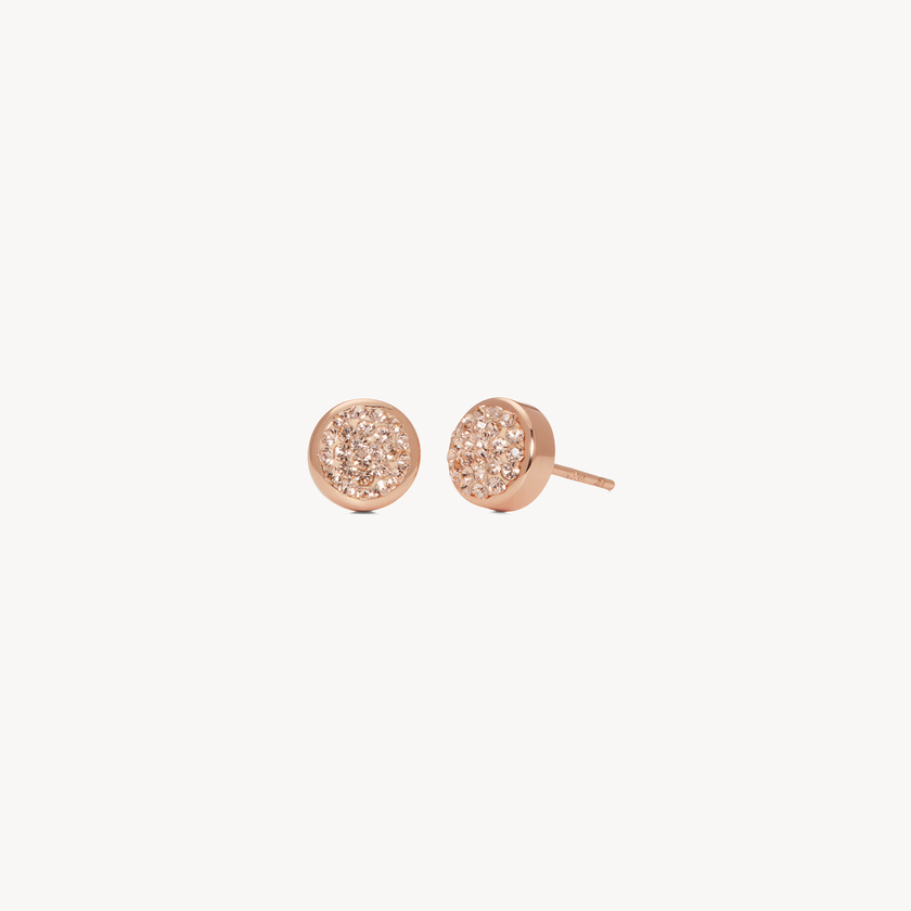 Sparkle Bezel Stud Earrings Rose Gold