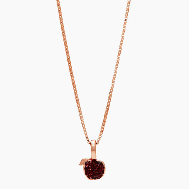 Mini Apple Sparkle Necklace Rose Gold
