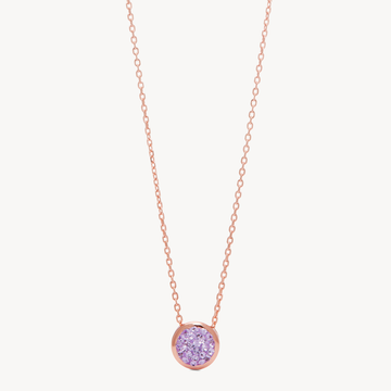 Lavender Velvet Sparkle Bezel Pendant Necklace