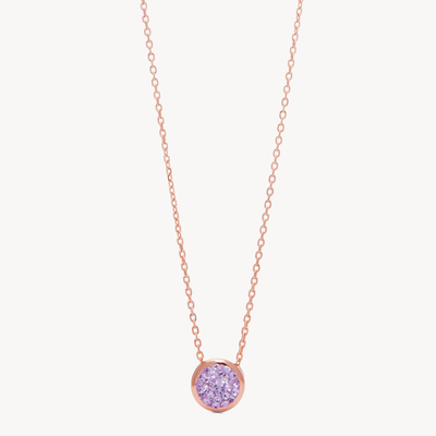 Lavender Velvet Sparkle Bezel Pendant Necklace