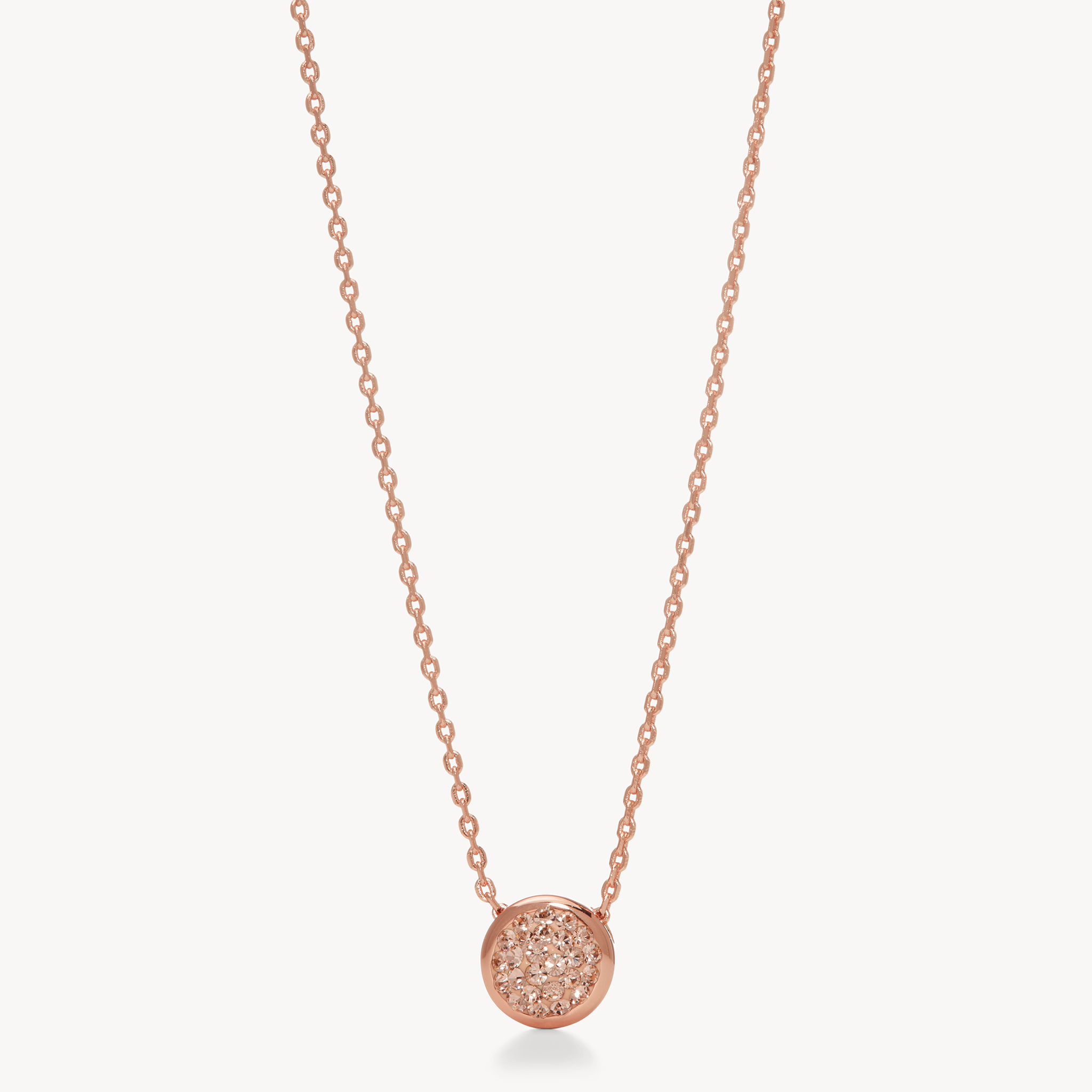 Sparkle Bezel Pendant Necklace Rose Gold