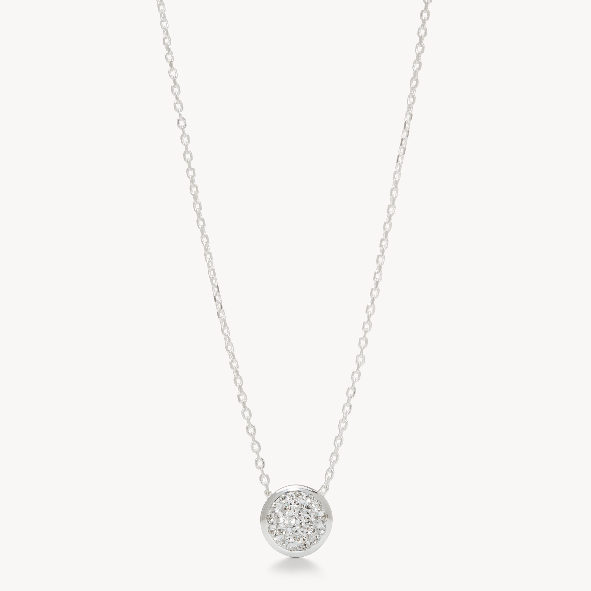 Sparkle Bezel Pendant Necklace White