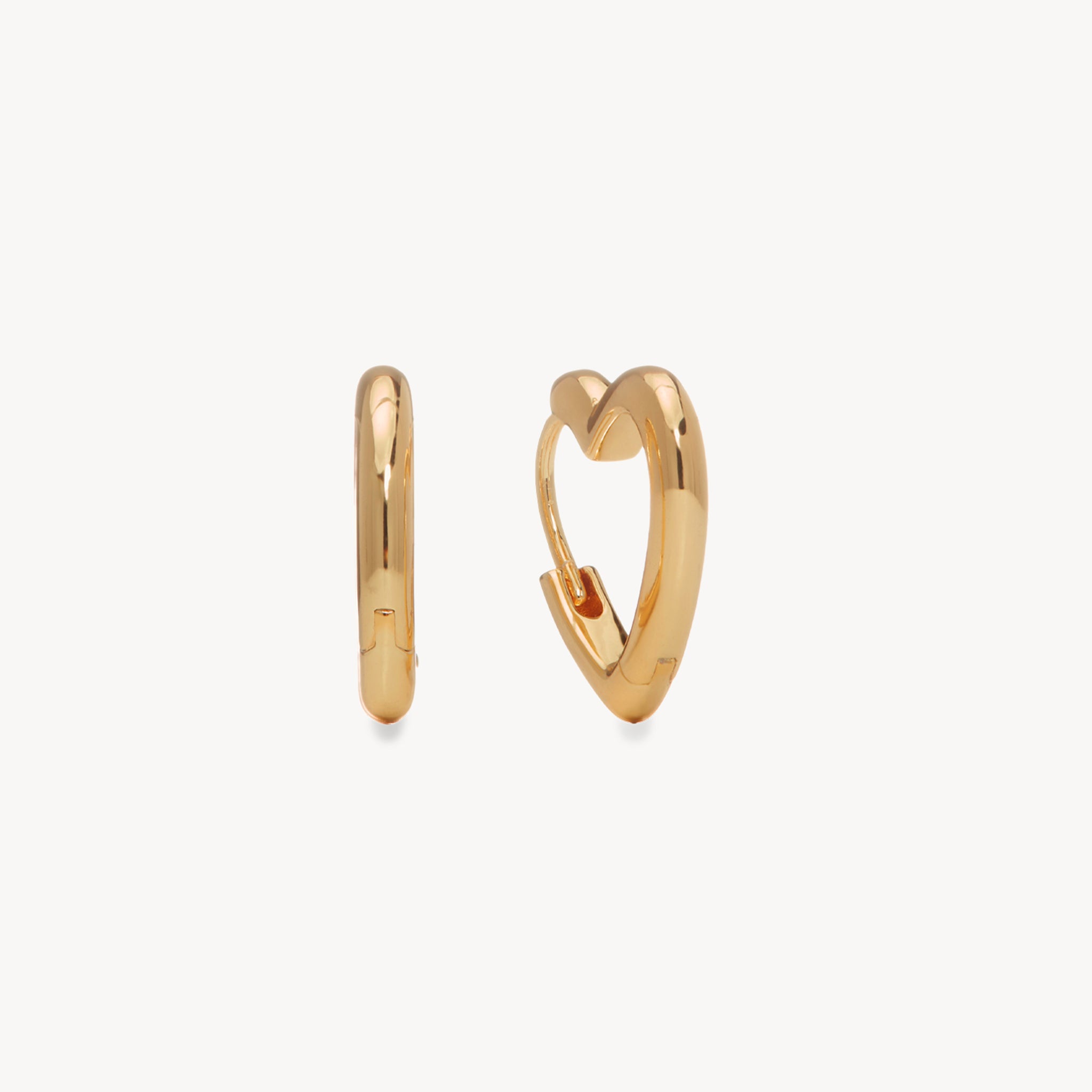 Heart Huggie Hoop Earrings Gold