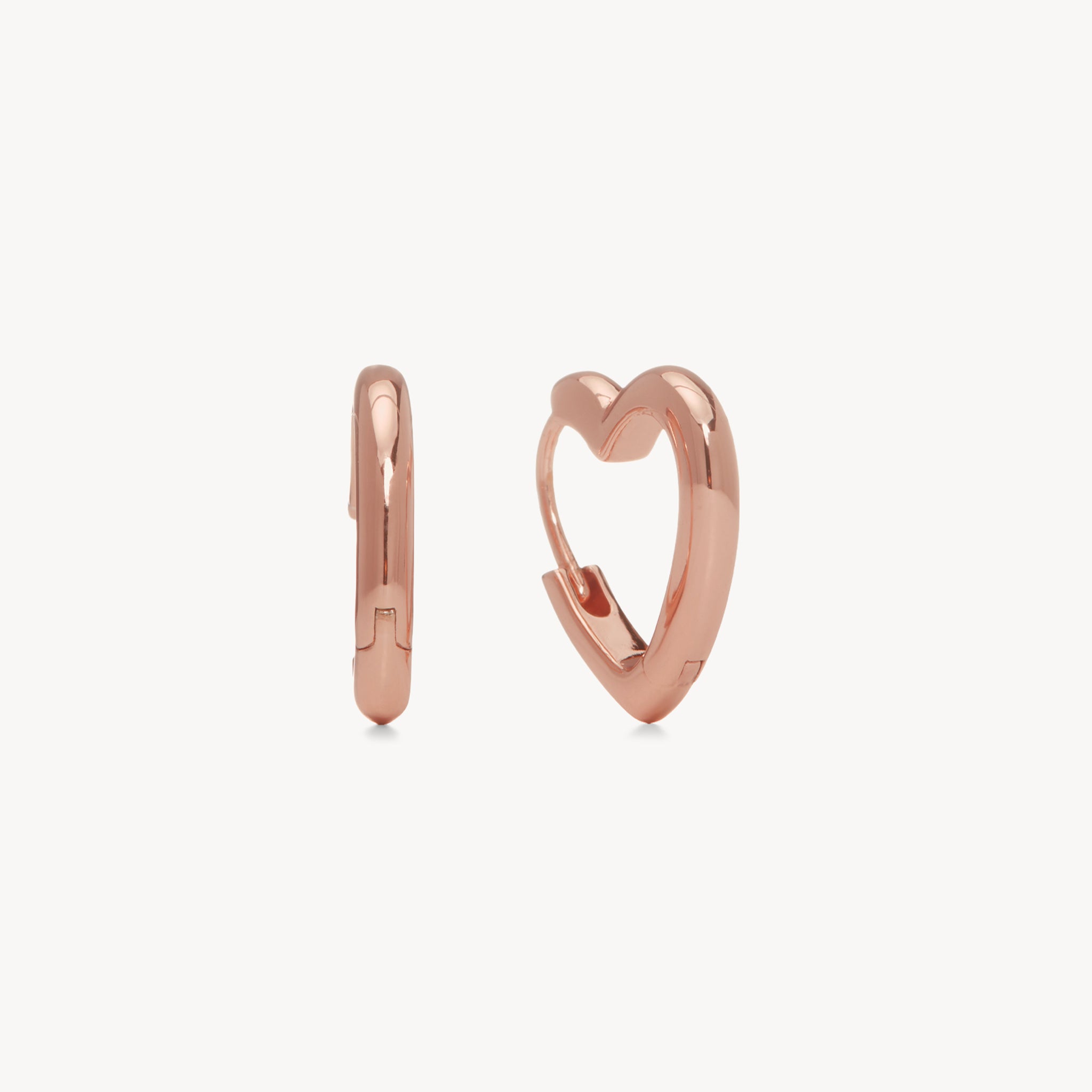 Heart Huggie Hoop Earrings Rose Gold