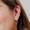 Pavé Hoop Earrings - Medium Silver on model