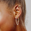 Pavé Hoop Earrings - Large Silver on model