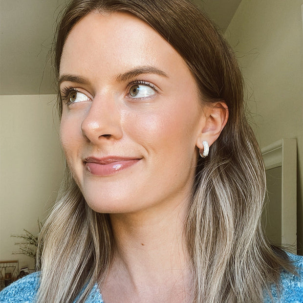 Sparkle Hoops — Small white on influencer