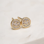 Mini Pavé Smiley Face Stud Earrings