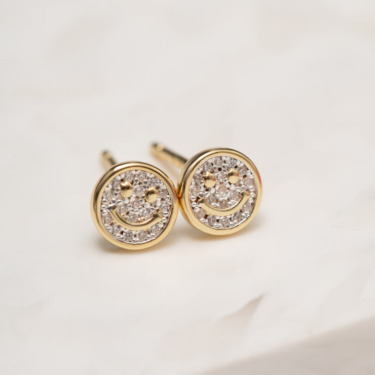 Earrings  Tiny Smiley Face Stud Earrings 18k Gold Fill in Sterling Si   Luzie Crafts