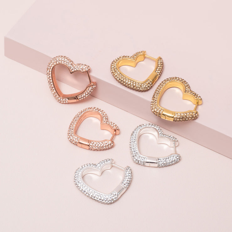 Sparkle Heart Hoop Earrings Collection