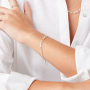 Emily Paper Clip Chain Bracelet Silver on model