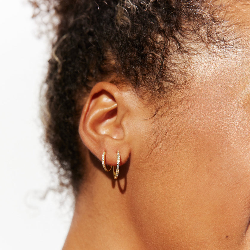 Mini pave sales hoop earrings