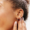 Pavé Hoop Earrings - Small Rose Gold on model