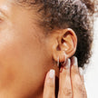 Pavé Hoop Earrings - Mini Rose Gold on model