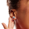 8mm Birthstone Sparkle Ball™ Stud Earrings December on model
