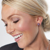 10mm Birthstone Sparkle Ball™ Stud Earrings February on model