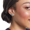 10mm Birthstone Sparkle Ball™ Stud Earrings December on model