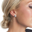 10mm Birthstone Sparkle Ball™ Stud Earrings April on model