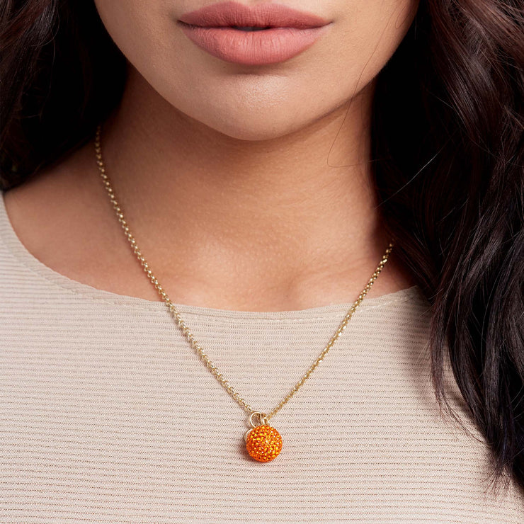Orange Sparkle Ball™ Long Necklace Pendant on model
