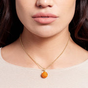 Orange Sparkle Ball™ Long Necklace Pendant on model