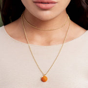 Orange Sparkle Ball™ Long Necklace Pendant on model