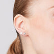 Disc Mini Pavé Stud Earrings Silver on model