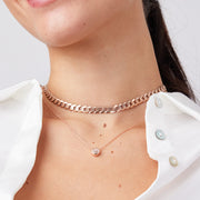 Sparkle Bezel Pendant Necklace Rose Gold on model