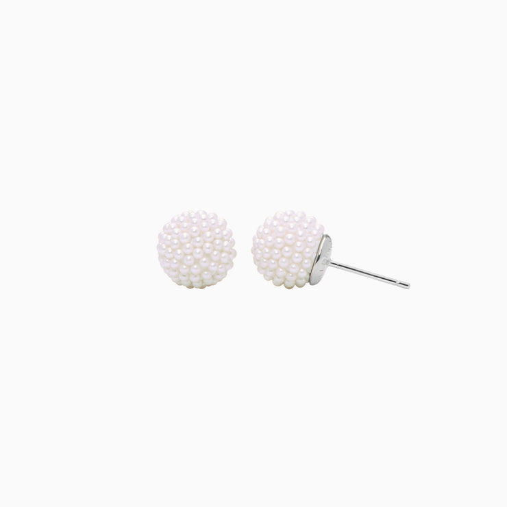 White Pearl Sparkle Ball™ Stud Earrings 10mm