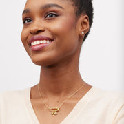 Pavé Safety Pin Necklace on model