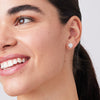 Sparkle Bezel Stud Earrings White on model