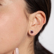 Mini Apple Sparkle Stud Earrings Silver on model