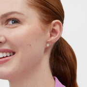Mini Pavé Smiley Face Stud Earrings Gold on model